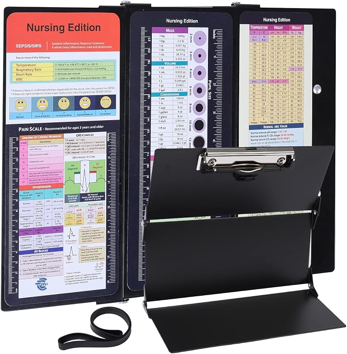 Nursing Clipboard Foldable Pocket Size-Nursing Edition Cheat Sheets Aluminum 3 by CCHC-Unicuto