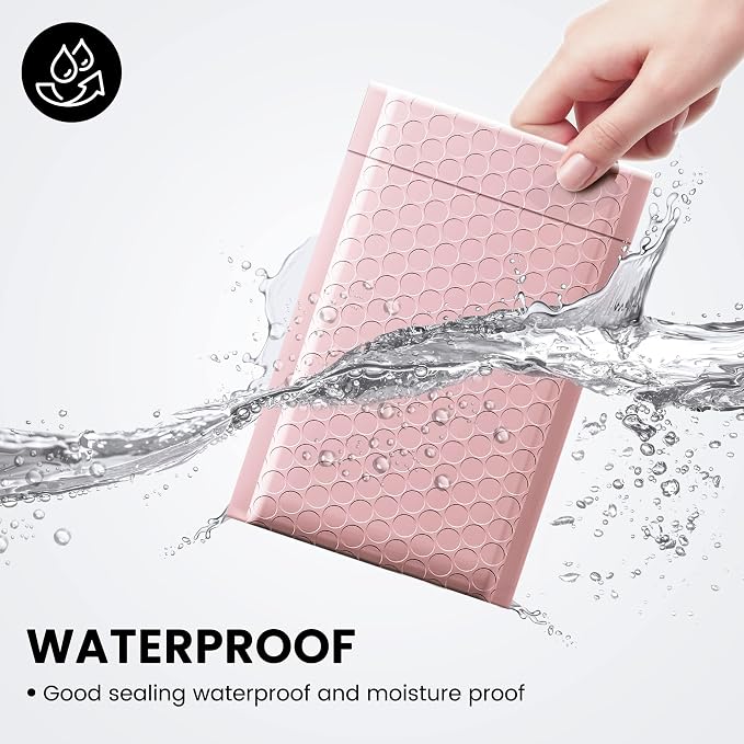 Fuxury Small Bubble Mailers 4x8" 800 Pack Light Pink Bubble Mailer Usable Size - Image 4