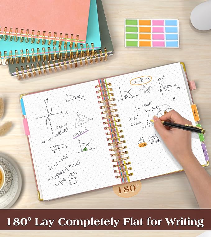 5 Subject Dotted Notebook with Removable Dividers Tabs, 300 Pages Hardcover - Image 6