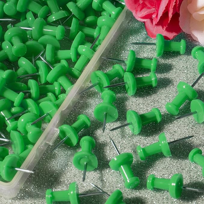 VAPKER Push Pins Tacks 120Pcs Medium Green Thumb Tacks Larger Size Pin Map - Image 4