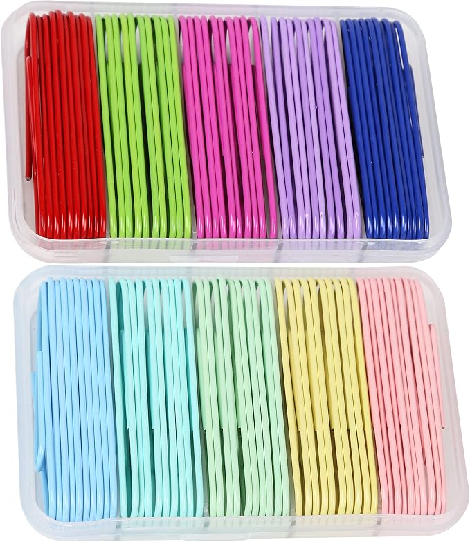100 PCS Large Multicolored Stainless Steel Paper Clips, Environmentally Friendly by ZHUNBABA