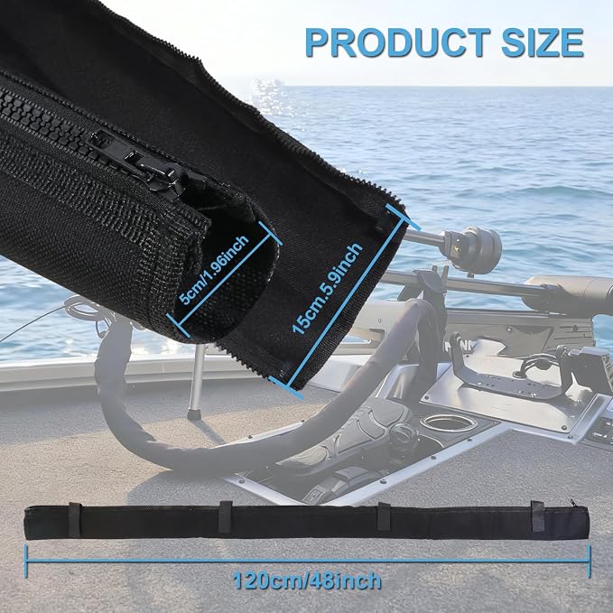 48inch Black Trolling Motor Cable Sleeve | Heavy-Duty Polyester 2" Diameter - Image 5