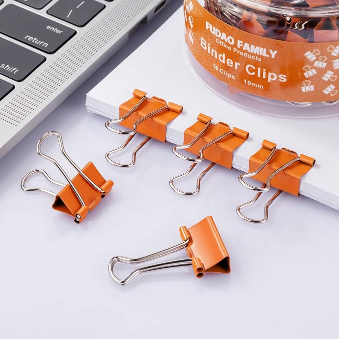 Small Orange Binder Clips, 3/4 Inch, 50 Pack Mini Clips - Image 6