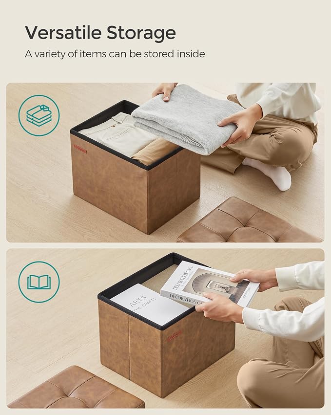 SONGMICS Small Folding Storage Ottoman, Foot Rest Stool, Cube Footrest - Image 5