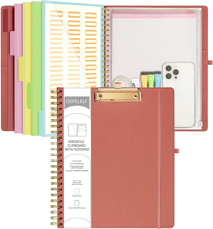 Ospelelf Red Foldable Spiral Clipboard Folio by OspelelfOfficeSupplies