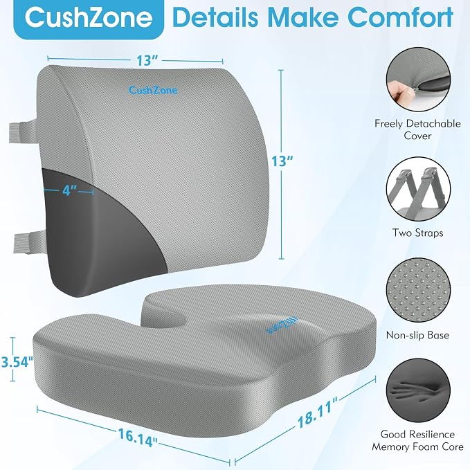 CushZone Seat Cushion, Lumbar Support Pillow - Image 4