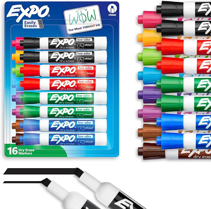 EXPO Dry Erase Markers, Low Odor Ink, Chisel Tip, Organization, Essential by Unknown