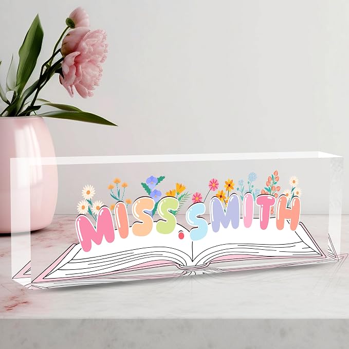 Teacher Name Plate for Desk, Desk Name Plate Personalized Acrylic Office Desk by AeekdookWoodenPuzzles