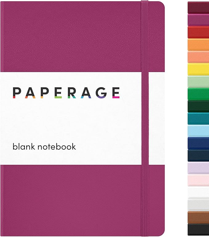 PAPERAGE Blank Journal Notebook, (Raspberry), 160 Pages, Medium 5.6 in x 8 in - 100 GSM Thick Paper – Hardcover Journaling Notebook for Work, School, Note Taking or Sketching-DeskLoop Office
