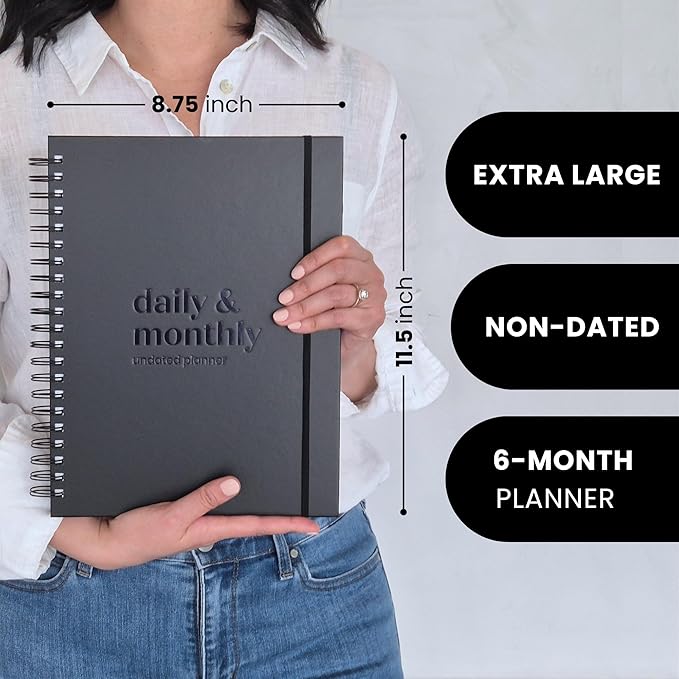 Undated Daily & Monthly Planner 2026-2027 | Hourly Schedule | Large 8.5" x 11" - Image 2