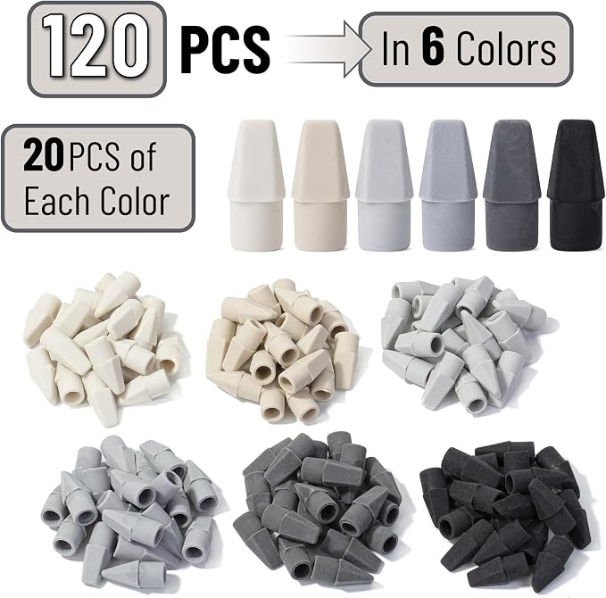 Mr. Pen- Pencil Erasers Toppers, 120 Pack, Latex Free, No Smudge | Mr Pen - Image 2