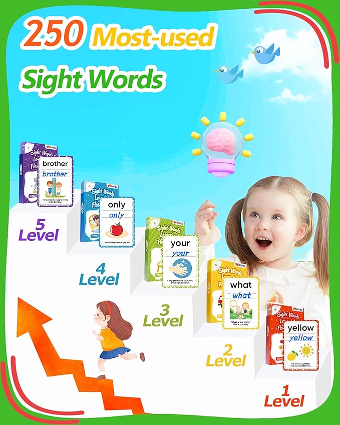 Sight Words Flash Cards Kindergarten, 250 Dolch Sight Word Writing Reading - Image 3