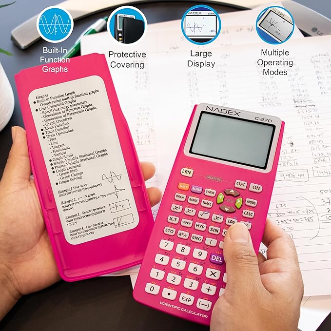 Scientific Calculator with Graph Functions for College and High School Students, Engineering, Advanced Mathematics, Calculus, Algebra, Geometery, Trigonometry, Statistics, Physics, Chemistry - Pink-DeskLoop Office