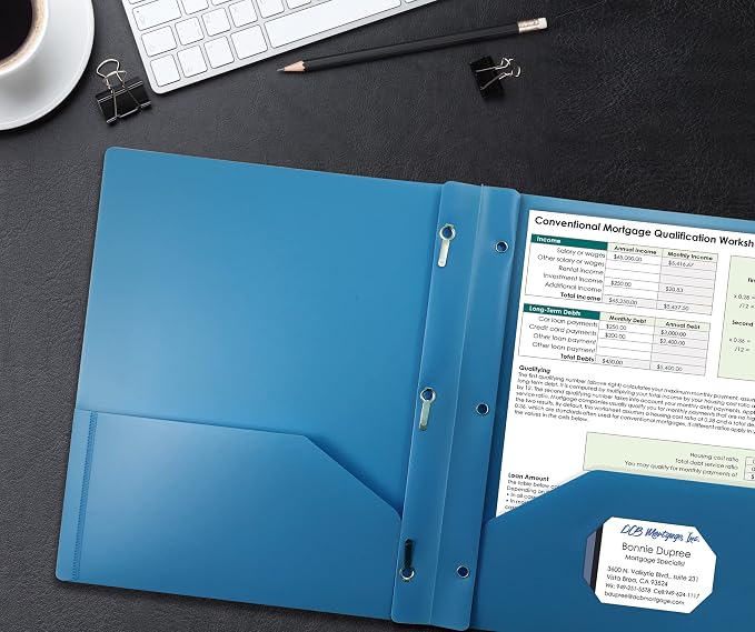 Better Office Products Light Blue Plastic 2 Pocket Folders - Image 5