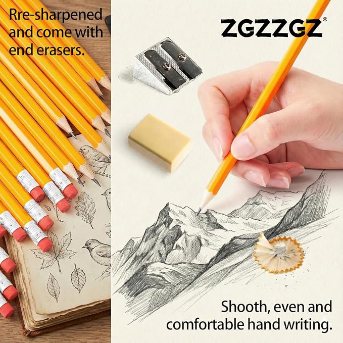 Wood-Cased #2 HB Pencils, 600 Pack Sharpened Yellow Pencils - Image 5