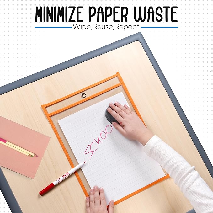 Essex Wares - 6 Pack, Dry Erase Pocket Document Protectors, Water-Resistant & - Image 3