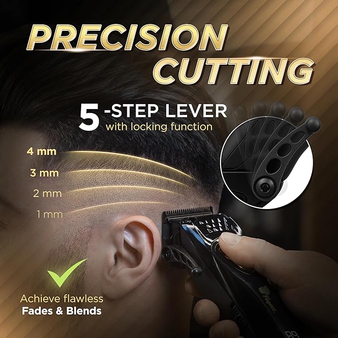 Fagaci Professional Hair Clippers for Men with DLC Blades and High Torque Vector Motor, Barber Clippers and Trimmers Set Zero Gap, 12000 RPM Hair Cutting Kit, Mens Haircut Cordless Clipper for Barber-DeskLoop Office