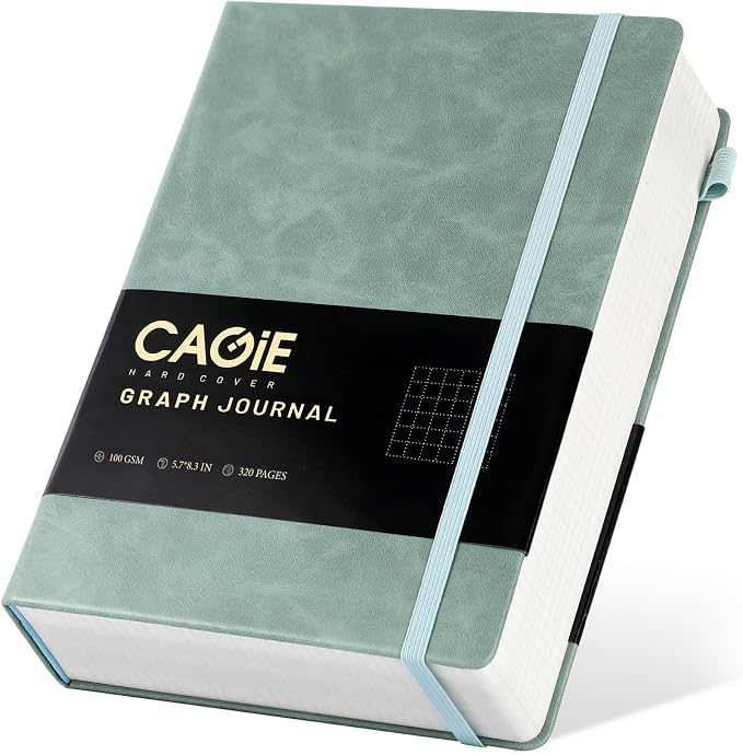 CAGIE Graph Paper Notebook- 320 Pages 100 GSM Graphing Grid Journal A5 by CAGIE