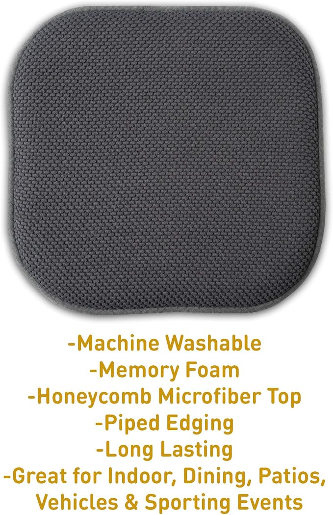 Sweet Home Collection Memory Foam Chair Cushion Honeycomb Pattern Solid Color - Image 3