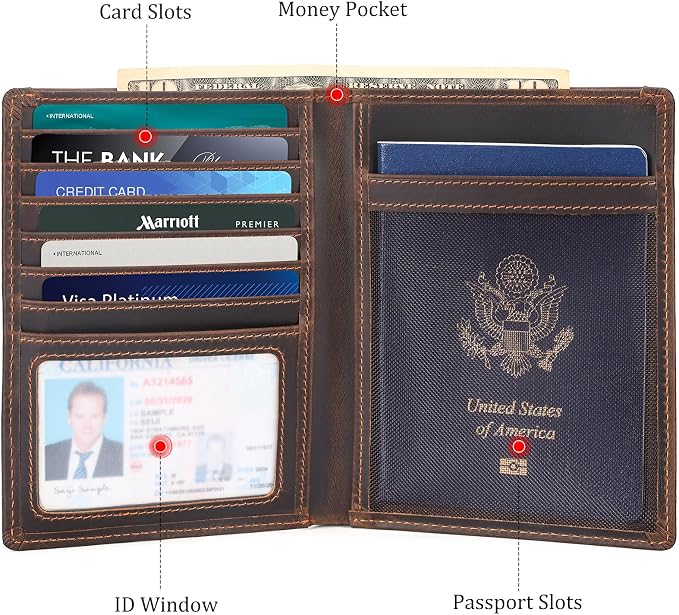 Polare Luxury RFID Blocking Leather Passport Holder Travel Wallet - Image 7