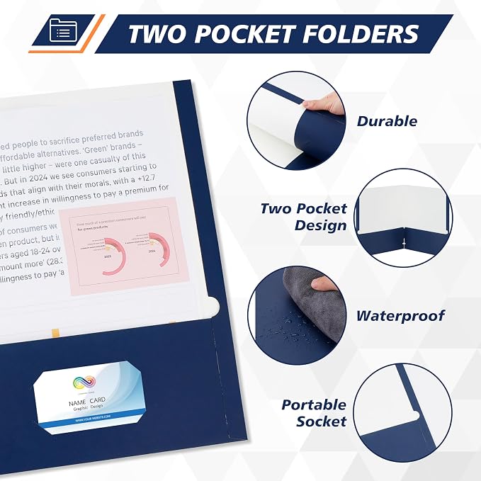 50 Packs Two Pocket Folders, Two Pocket File Folders - Image 4