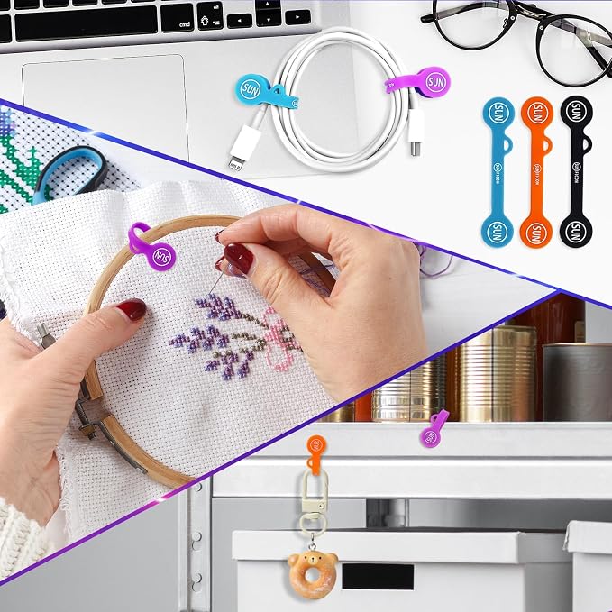SUNFICON 6 Pack Magnetic Cord Organizers Cable Clips Cable Straps Silicone - Image 8