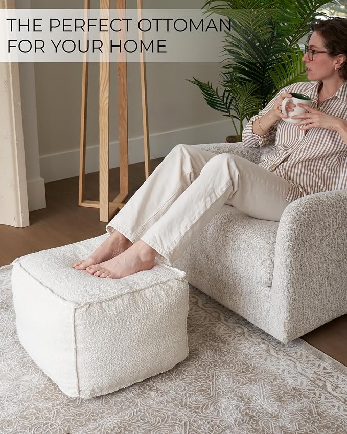 ZICOTO Beautiful Boucle Pouf Ottoman and Foot Rest - Image 8