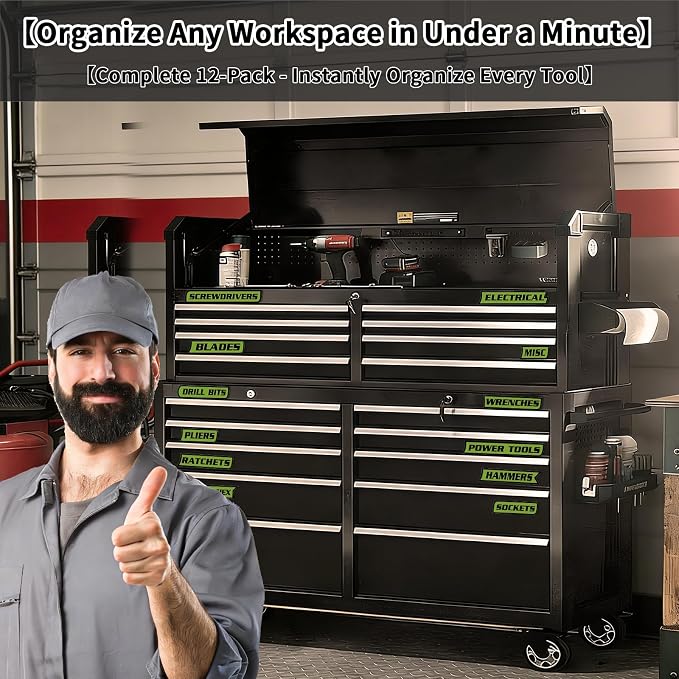12 Pack of Magnetic Tool Box Labels, Reusable Toolbox Labels Magnet, Magnetic - Image 5