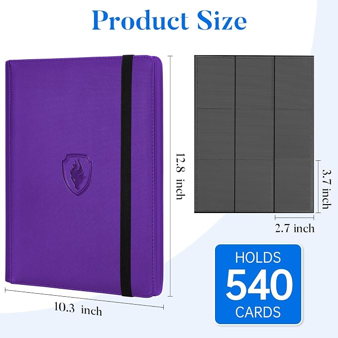 Premium 9 Pocket Card Binder for 540 Cards, Fabmaker PU Cover Trading Card - Image 6
