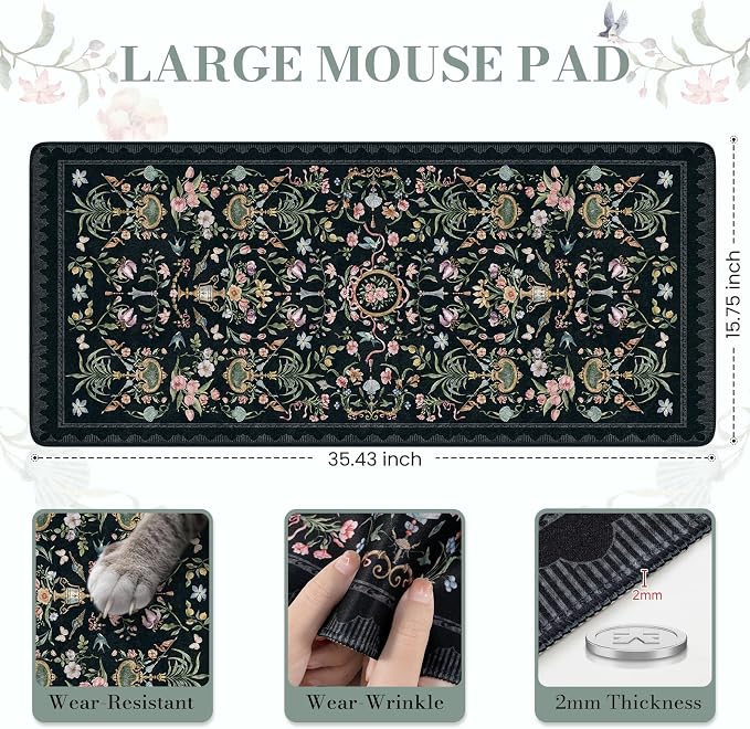 iCasso Large Desk Mat Black, Big Mouse Pad - Image 2