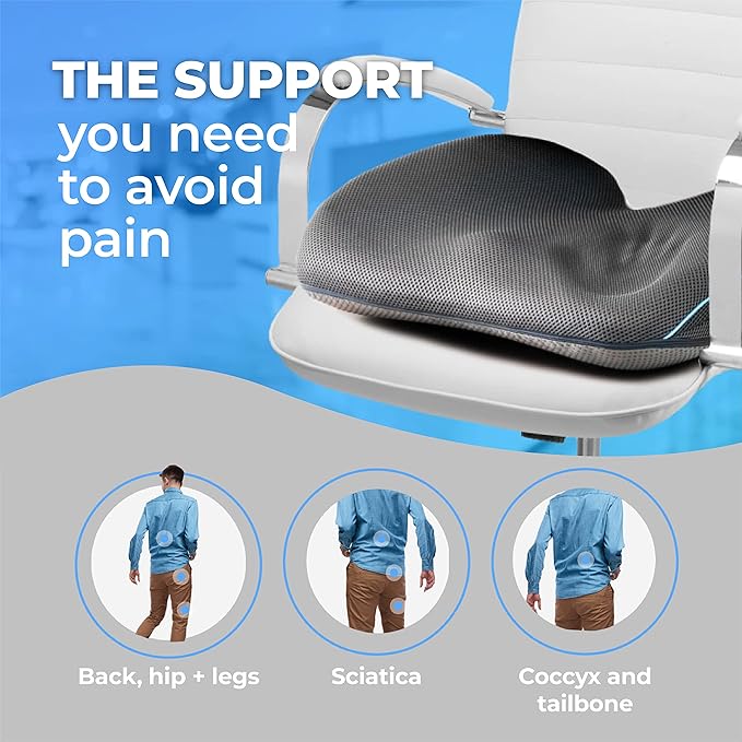 Klaudena | Office Chair Cushion for Tailbone Pain & Pressure Relief | Seat Cushion for Long Sitting Hours | Coccyx Lower Back Support | Memory Foam Cushions for Hip & Sciatica | Ergonomic Butt Pillow-DeskLoop Office