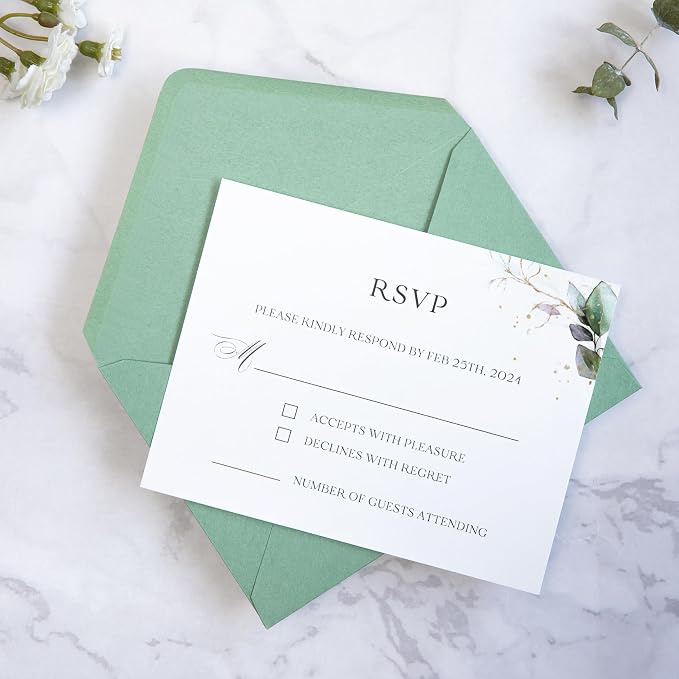 PONATIA 50 Pack A1 Envelopes, 3.63 x 5.2'' Sage Green Envelopes Perfect - Image 7
