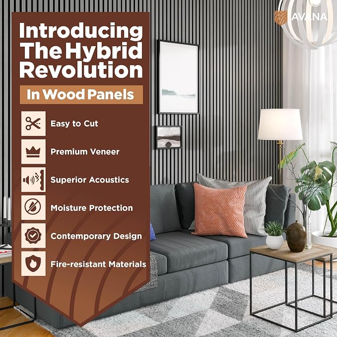 Avana Acoustic Wood Wall Panels – 94.4 x 12.6 Inch Gray Oak Acoustic Panels 4 - Image 2