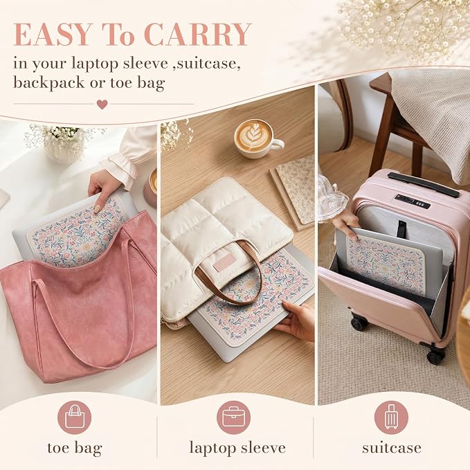 iCasso Aesthetic Small Floral Mouse Pad, Anti-Slip and Comfortable Cloth Mouse - Image 6