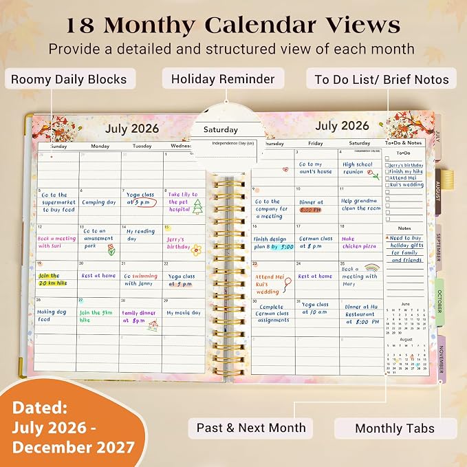 Academic Planner 2026-2027, 18 Months Weekly and Monthly Daily Planner from - Image 2