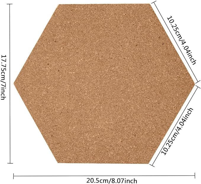 HBlife Hexagon Cork Board Tiles 10 Pack Self-Adhesive Corkboards - Image 2