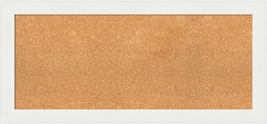 Amanti Art Natural Cork Board for Wall, 17x37 Vision Board with White Frame, Medium Corkboard Office Decor for Home Organization, Casual Corkboard Pinboard to Display Items for Home Organization in-DeskLoop Office