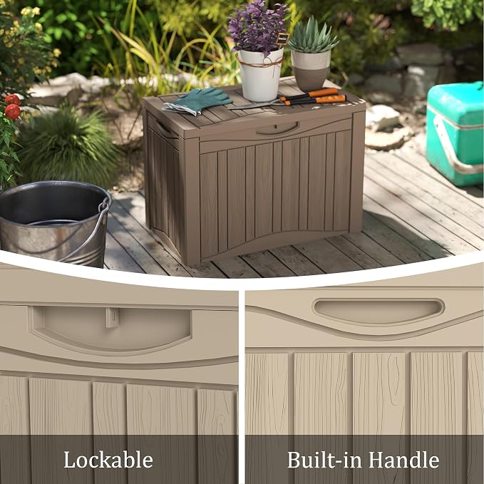 Yardgrace 50 Gallon Deck Box Plus, Outdoor Storage Box Lockable, Waterproof - Image 2