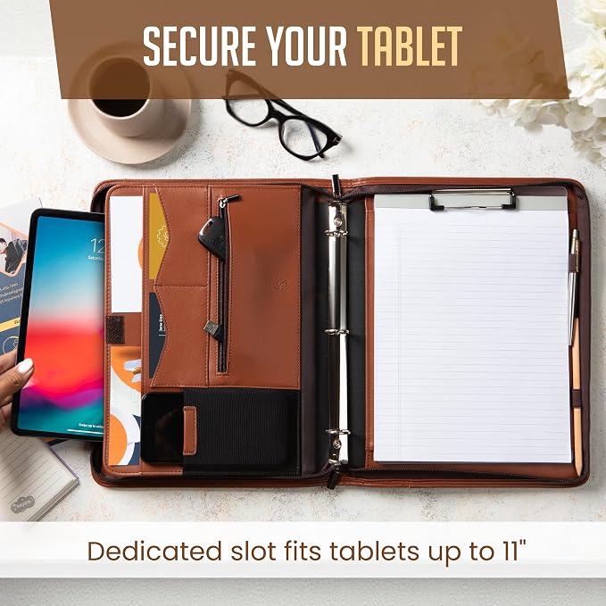 STYLIO Zipper Portfolio | Padfolio 3 Ring Binder and Clipboard Folio | - Image 3