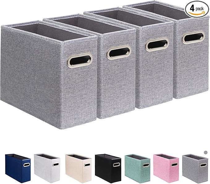 4 Pack Letter Size File Storage Box Collapsible, Fabric Hanging File Folders by ComfortKeeper