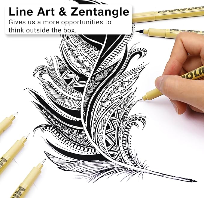 KERIFI Fineliner Ink Pens, Black Micro Fine Point Drawing Pens Waterproof Archival Ink Multiliner Pens for Artist Illustration, Sketching, Technical Drawing, Zentangle, Scrapbooking (6 Assorted Nib)-DeskLoop Office