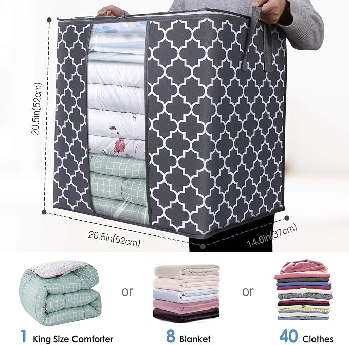 WISELIFE Storage Bags 6 Pack/100L Large Blanket Clothes Organization and - Image 2