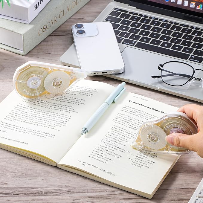 4 Pieces 100 Ft Long Correction Tape, Tear-Resistant Beige Correction Tape - Image 6