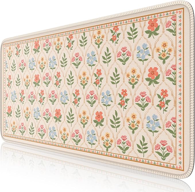 iCasso Floral Desk Pad Mat, Large Mouse Pad, Desk Matt by iCasso