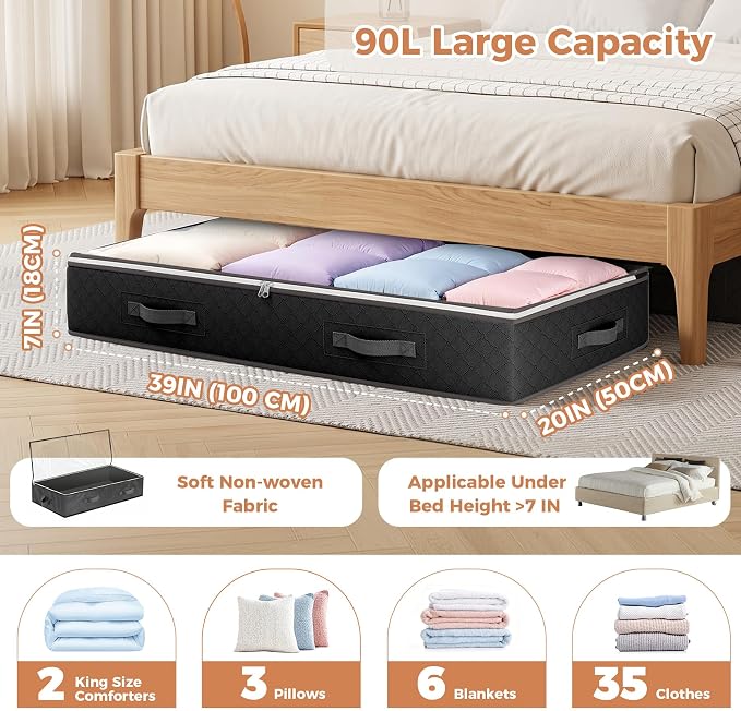 Budding Joy 90L Under Bed Storage Containers, Closet Organizers and Storage Bins - Image 3