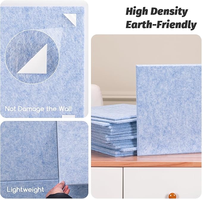 Large Cork Board Alternative, 15 Pack Felt Board with Safe Removable Adhesive Tabs Felt Wall Tiles, Large Cork Boards for Walls, Cork Board for Home Office, Pin Boards for Walls, Light Blue-DeskLoop Office