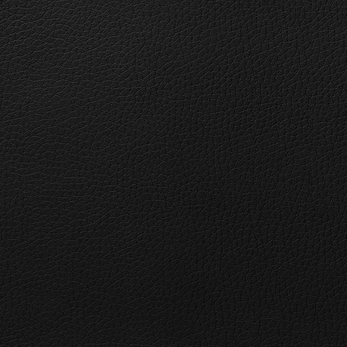 HomePop Upholstered Faux Leather Round Ottoman Home Décor|Foot Rest Ottoman- Black Faux Leather-DeskLoop Office