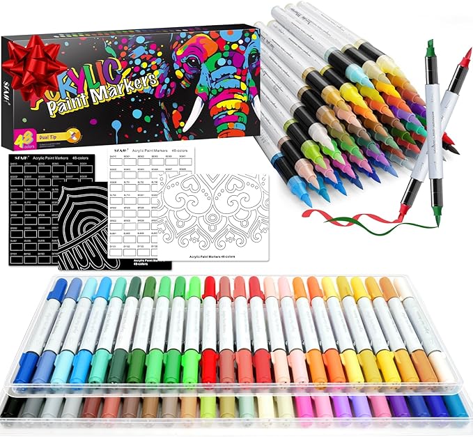 SFAIH 48 Colors Acrylic Paint Markers Set by SFAIH