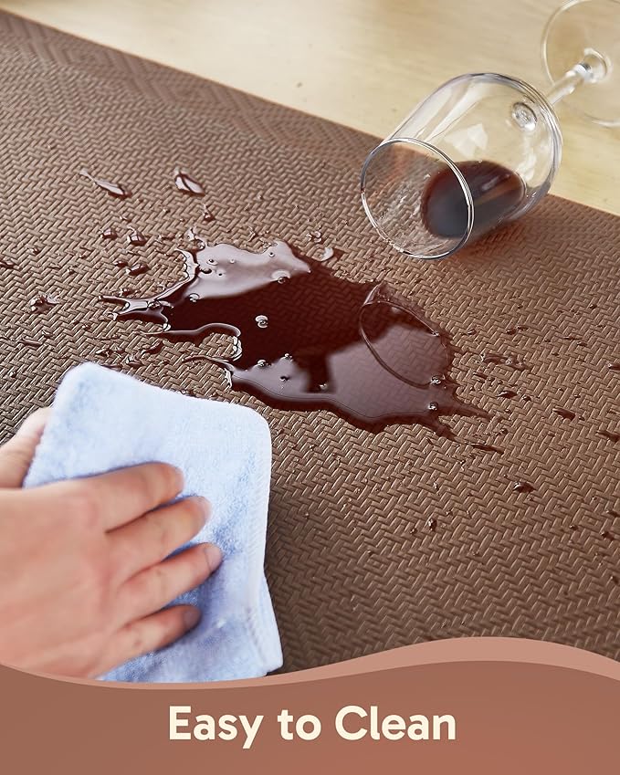 Ophanie Kitchen Mats for Floor, 9/10 Inch Thick Kitchen Rugs, Anti Fatigue Standing Cushioned Mat, Waterproof,Comfort Ergonomic Mat for Office, Home, Sink, 20''x32'' Brown Non-Slip Bottom-DeskLoop Office