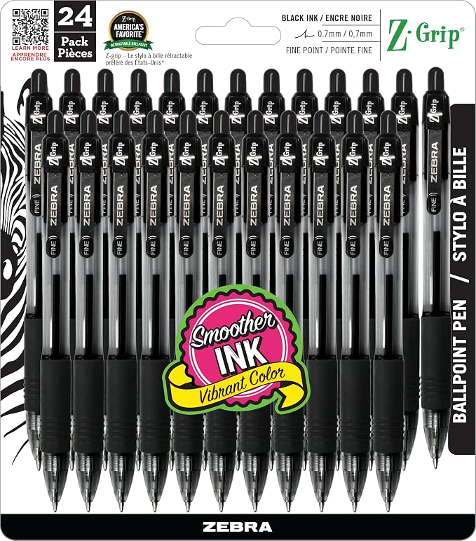 Zebra Pen Z-Grip Retractable Ballpoint Pen, Smooth-Flowing Ink, Fine Point by ZebraPen